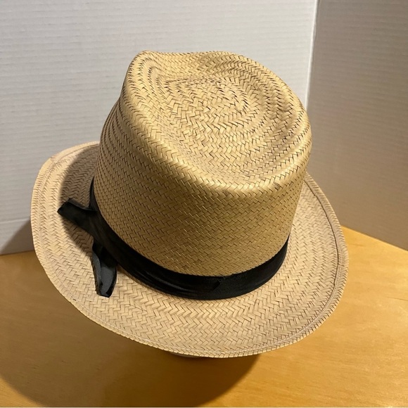 Straw Fedora Hat Trilby Cuban Sun Cap Summer Beach Sun Panama Short Brim Mens OS - Picture 2 of 7